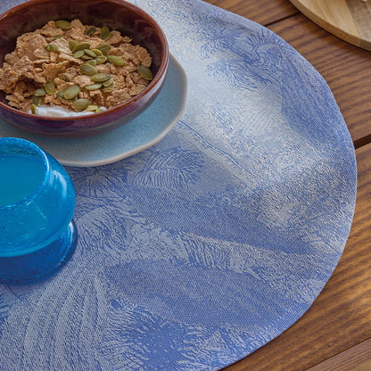 Sinharaja Blue ROUND COATED Placemats, Set of 4