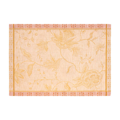 Beige placemat with floral pattern on a white background