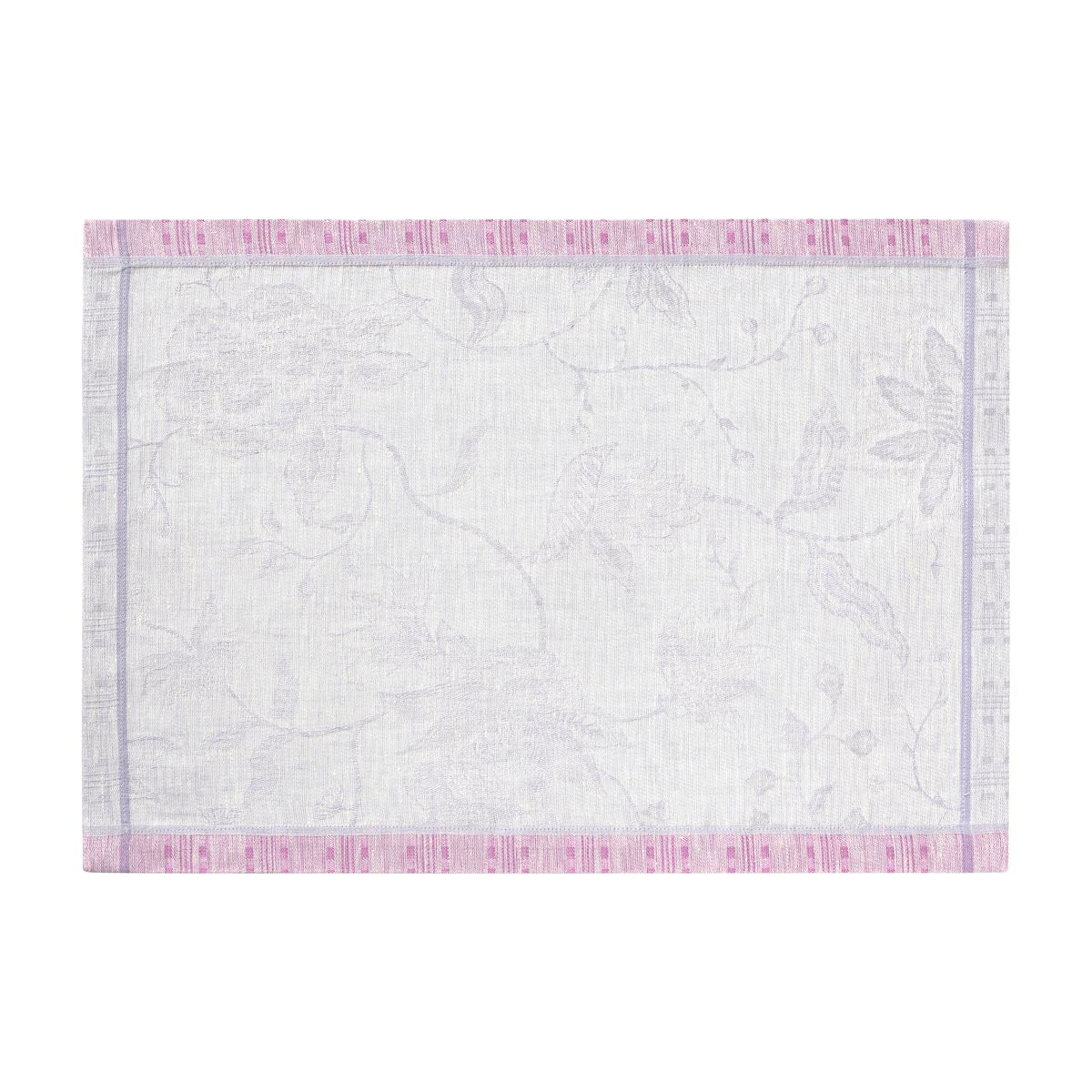 White quilt with purple border on a white background