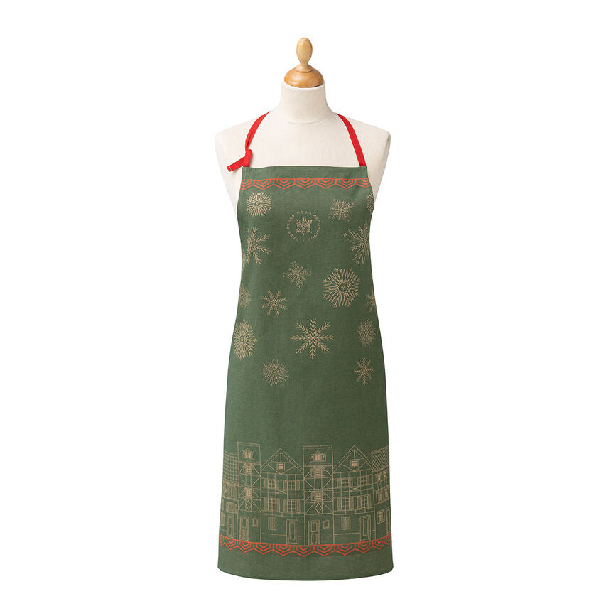NEW! Village de Noël Green Apron Élysée Cotton