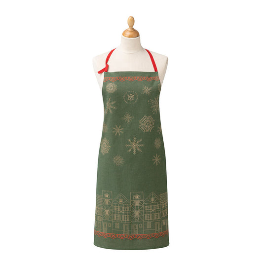 NEW! Village de Noël Green Apron Élysée Cotton