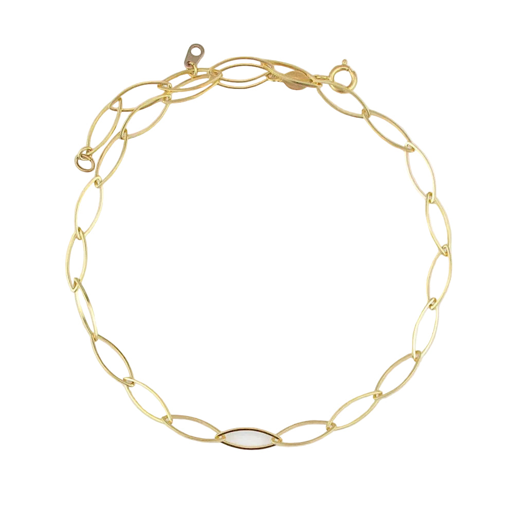 Gold chain bracelet on a white background