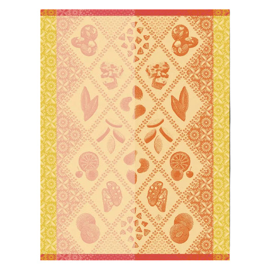 Patterned paper with decorative elements on a yellow and pink background