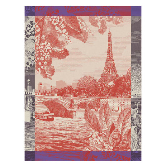 NEW! Paris Sur Seine Red Tea Towel