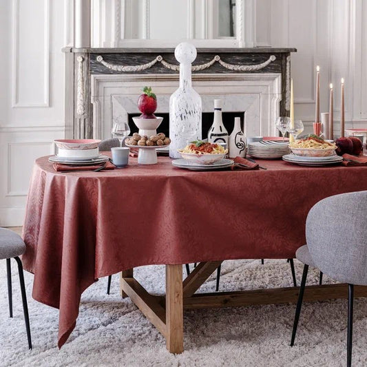 Vegetal Mood Goji Red Coated Tablecloth, 59" x 59"