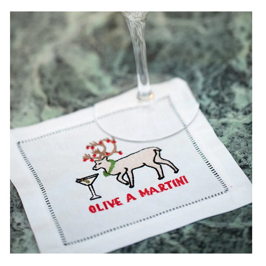 OLIVE A MARTINI Cocktail Napkins, Set of 4