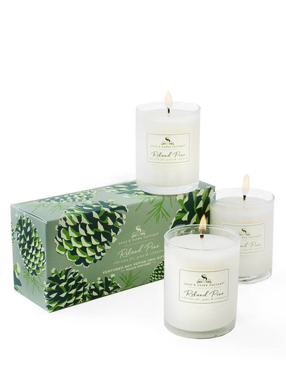 Set of 3 Roland Pine Votive Soy Candles