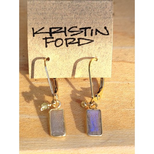 Labradorite & Peridot Bevel Earrings
