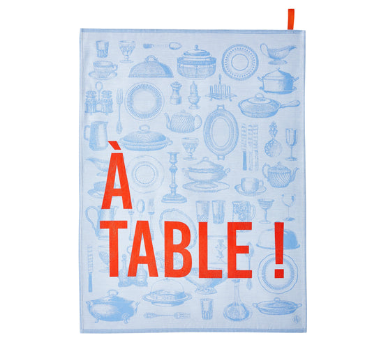 A Table Blue Tea Towel