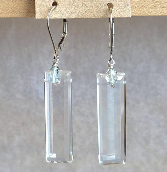 Quartz Crystal & Aquamarine Earrings