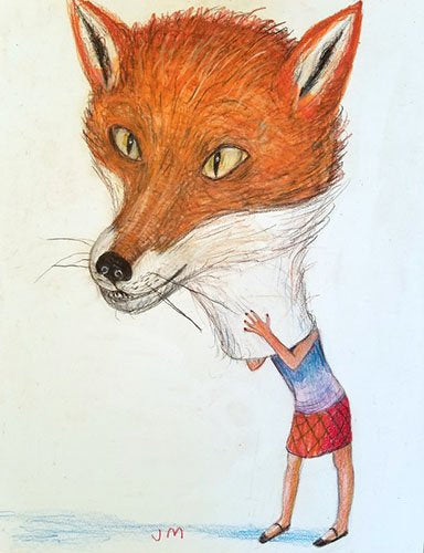 Fox Head, Colored Pencil