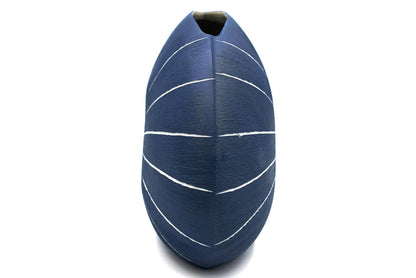 Large Deep Blue Siren Round Porcelain Vase