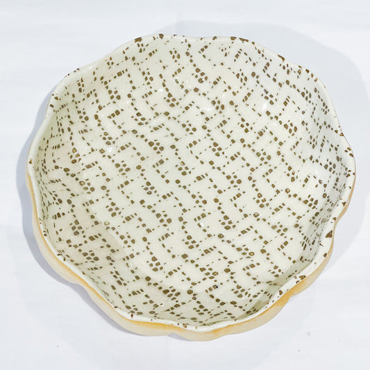 Terrafirma Ceramics - Medium Mocha Maze Scallop Bowl
