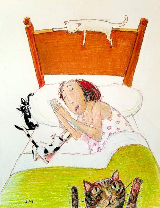 Headboard With Cats, Colored Pencil