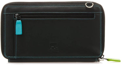 backside with coin zipper pouch of black phone wallet purse