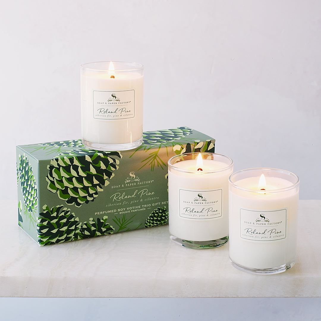Set of 3 Roland Pine Votive Soy Candles