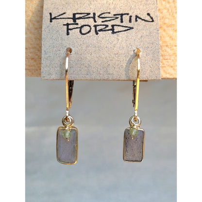 Labradorite & Peridot Bevel Earrings