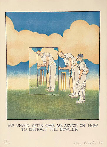 Two men playing croquet captioned "Mr. Unwin often gave me advice on how to distract the bowler"