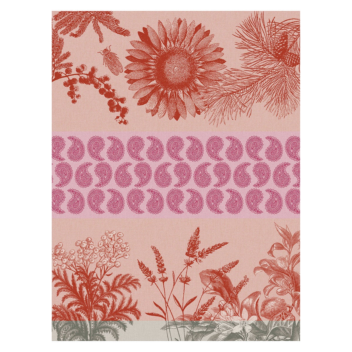 Soleil Au Jardin Red Tea Towel