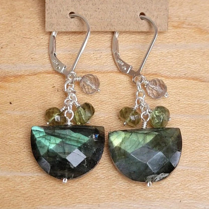 Labradorite Boat Earrings