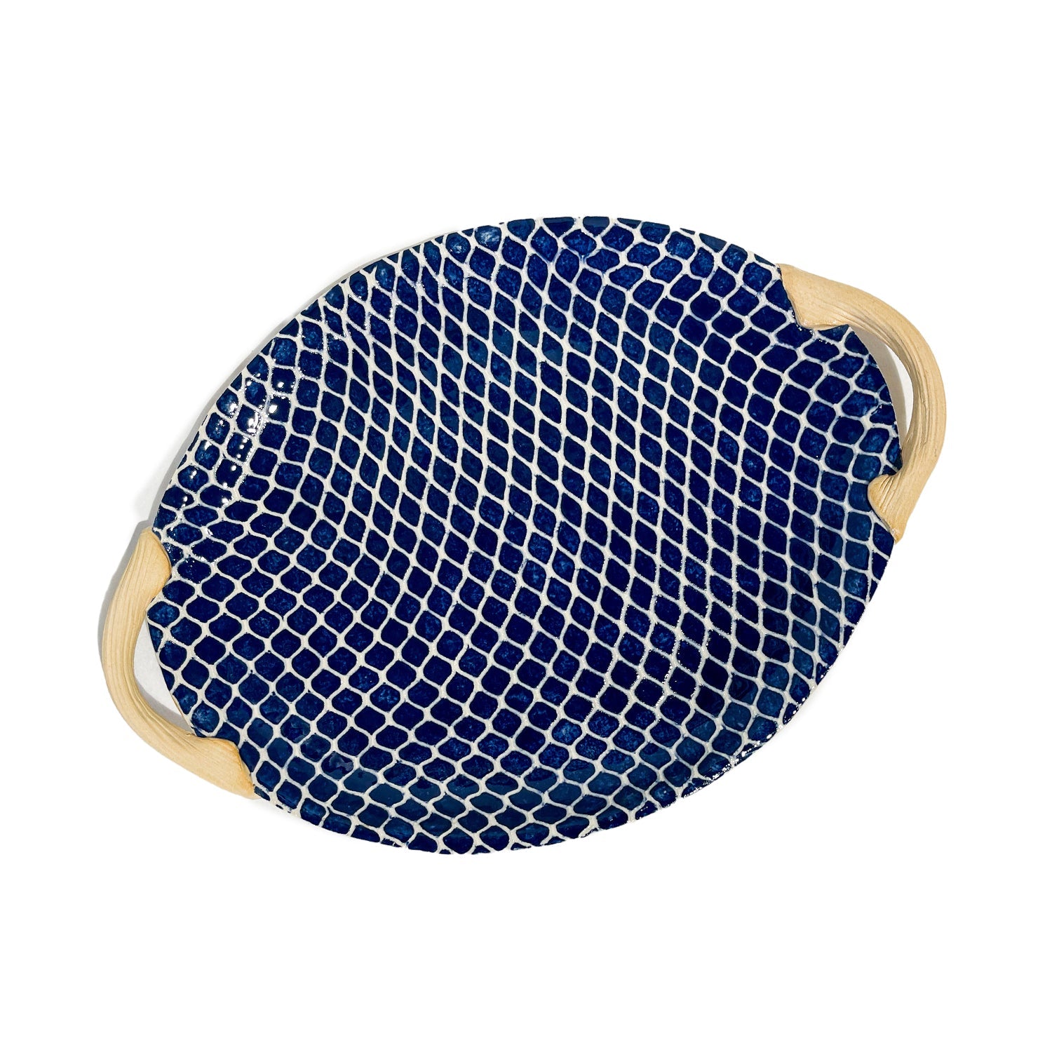 Cobalt Taj Oval Tray with Handles