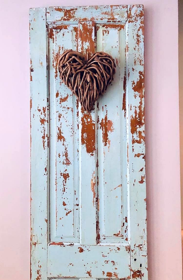 Driftwood Heart Blue Door