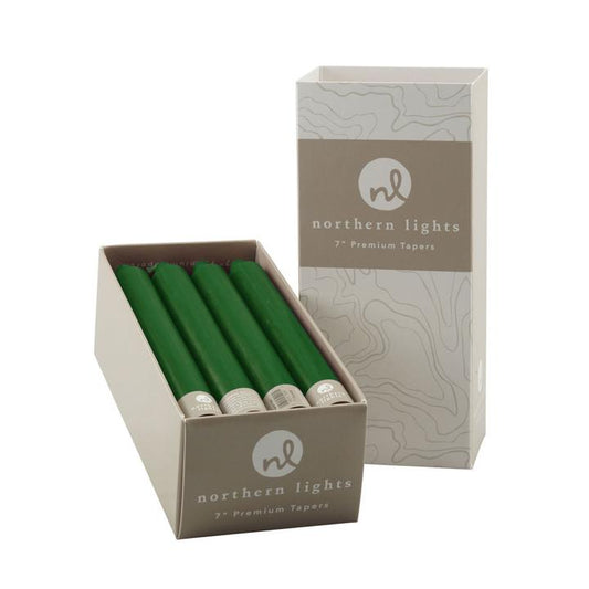 7 inch Hunter Green Tapers - 12 pack