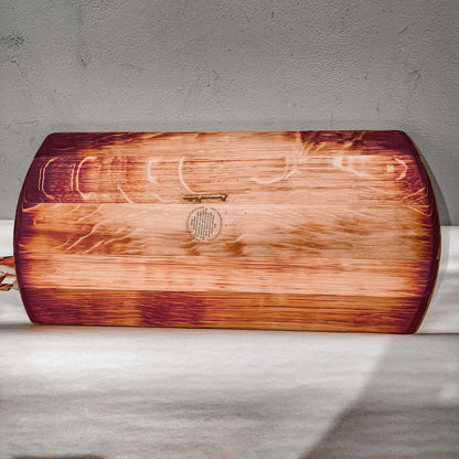 French Reclaimed Wine Barrel Platter w/ Iron Handles