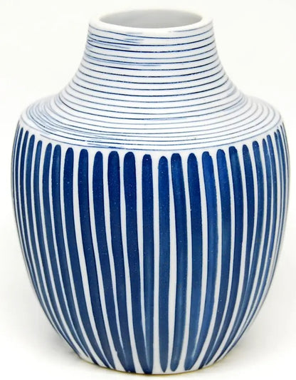 Inca Blue Stripes Porcelain Vase