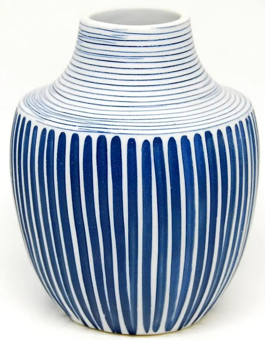 Inca Blue Stripes Porcelain Vase