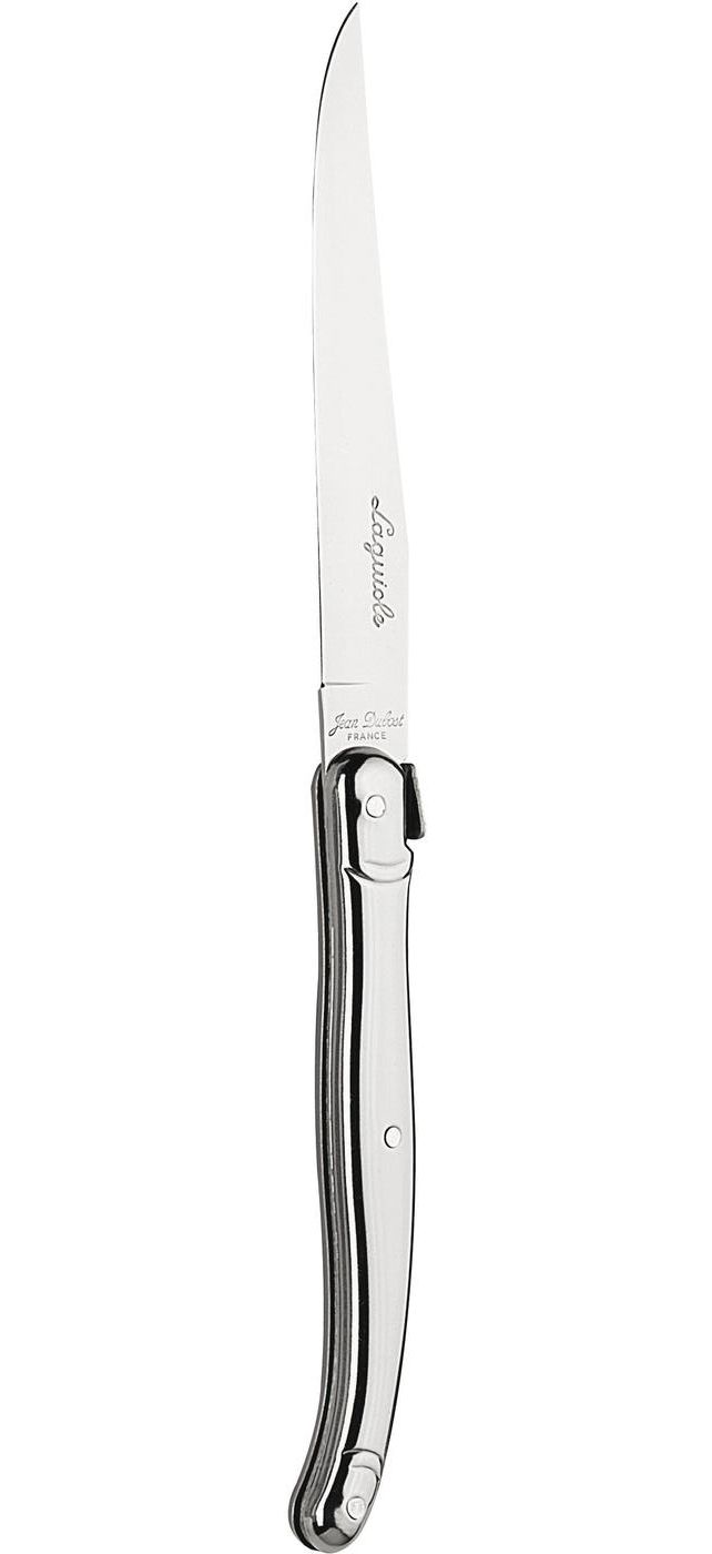 Laguiole Jean Dubost 6-Piece Steak Knife Block Set in Ivory White Handles &  Brass Fittings