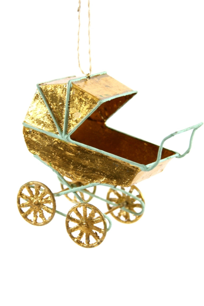 Gold Baby Carriage Ornament