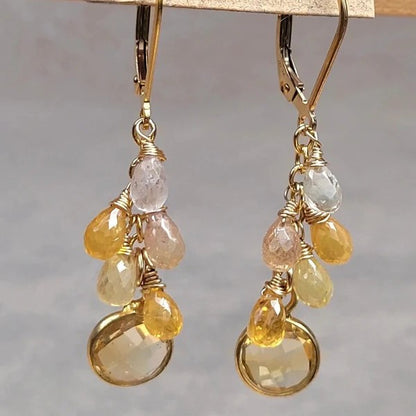 Citrine & Sapphire Cascade Earrings