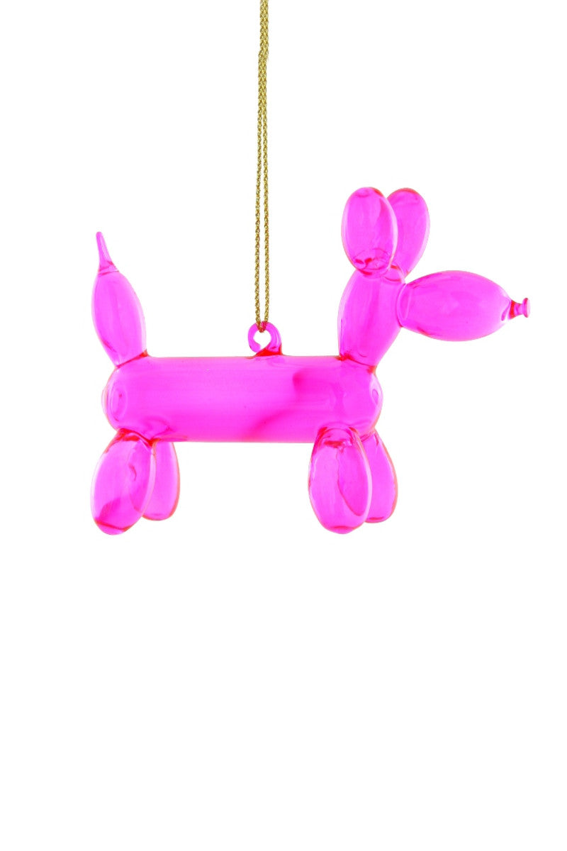 Pink Balloon Dog Glass Ornament