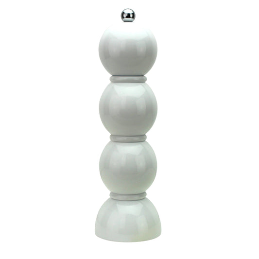 White Lacquer Bobbin Salt & Pepper Mill Grinder, London