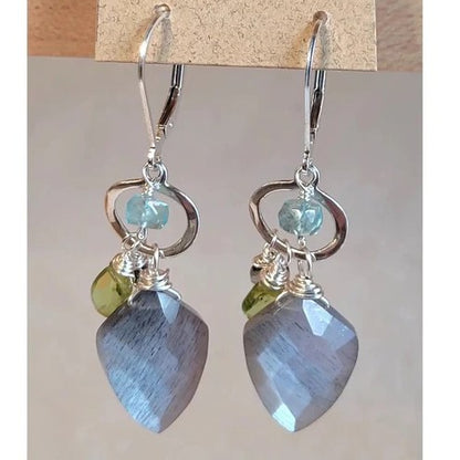 Silver Moonstone Drop Earrings