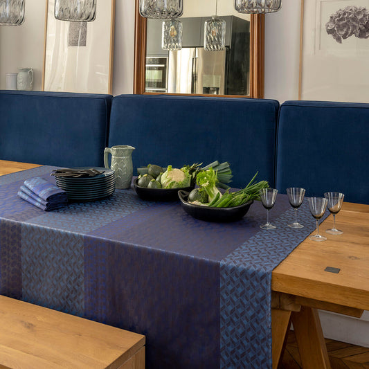 Caractere Blue Coated Tablecloth