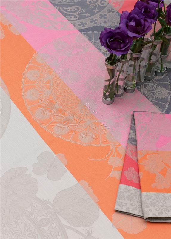 Fleurs Gourmandes Beige Coated Tablecloth - r. h. ballard shop