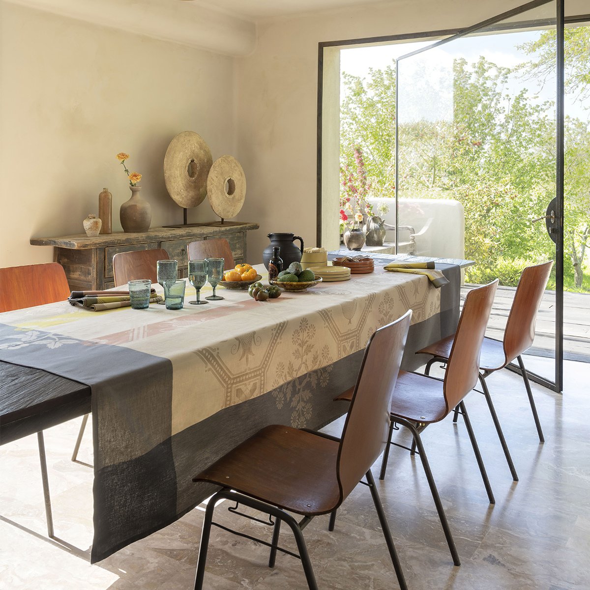 Hacienda Beige Cotton Tablecloth Ambiance