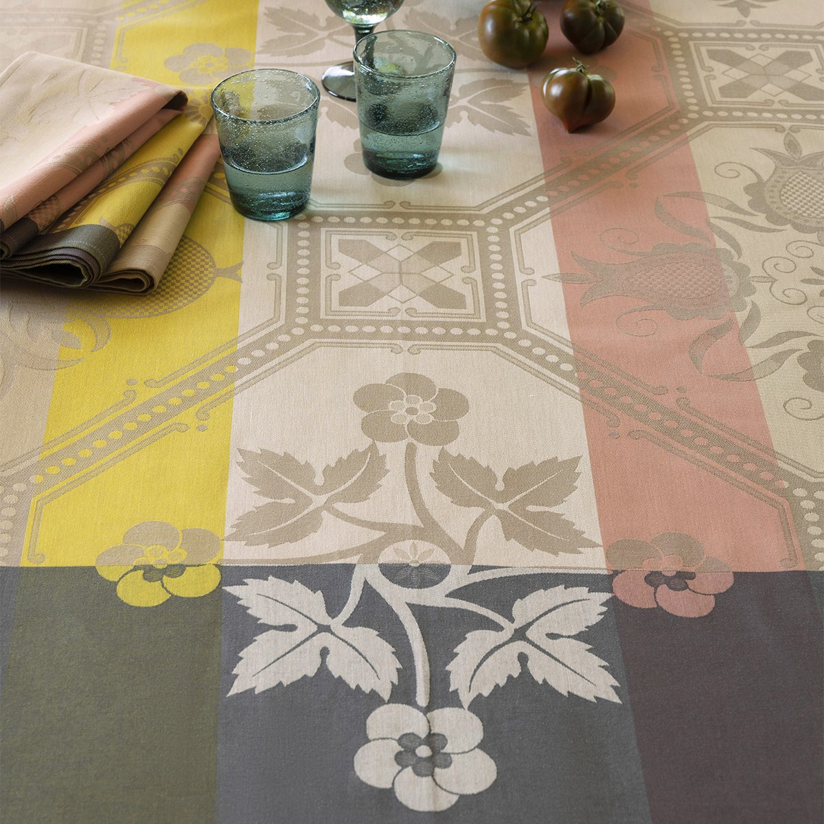 Hacienda Beige Cotton Tablecloth Ambiance
