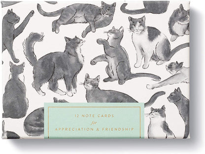 Cat Cards for Friendship and Appreciation - Set of 12