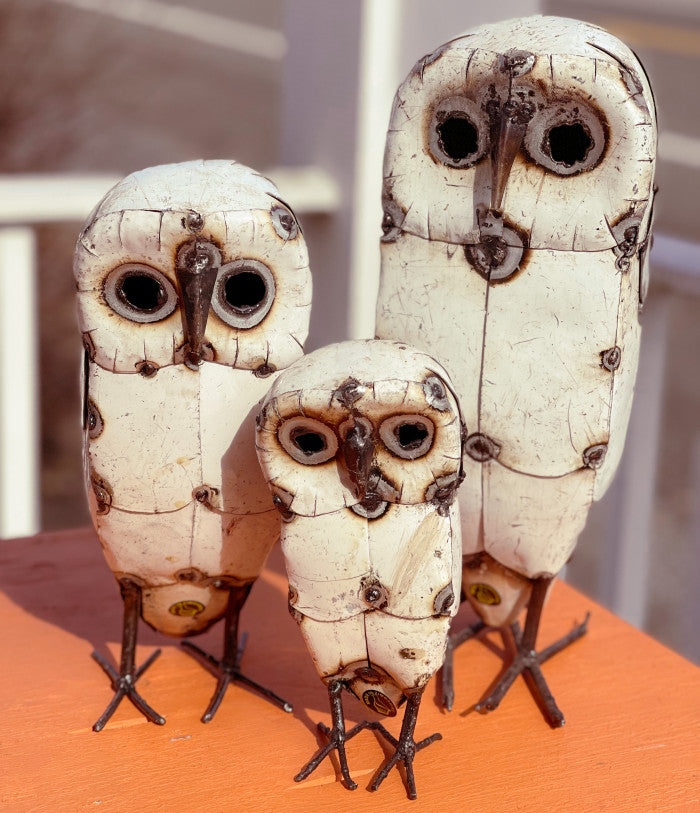 White Owls, Recycled Metal - r. h. ballard shop & gallery